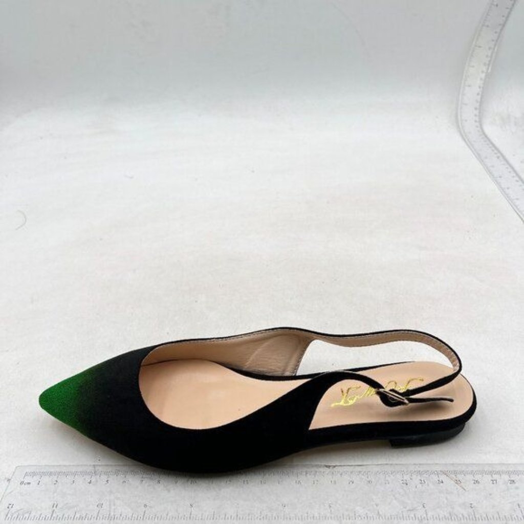 Fowt Black Pointed Toe Slingback Buckle Strap Womens Flats Comfort Sandals